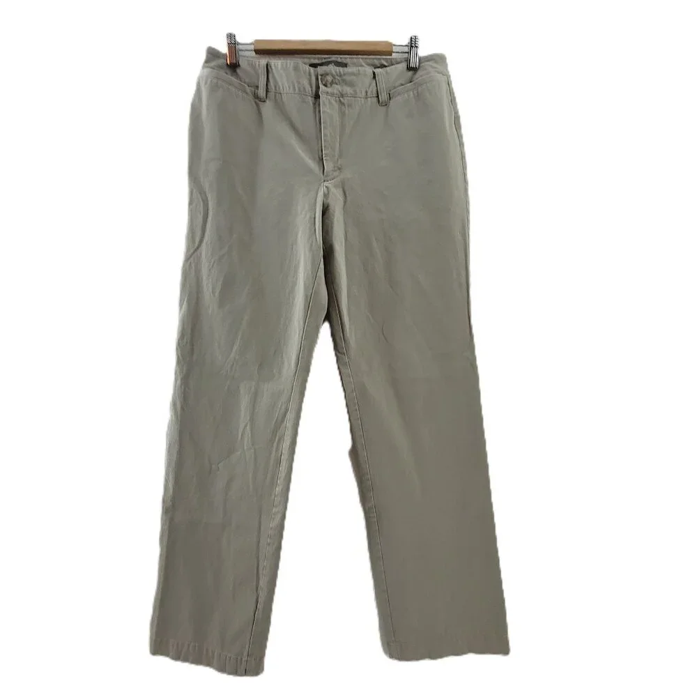 Eddie Bauer Pants Women's 12 TALL Khaki Tan Slightly Curvy Fit Cotton Twill - Picture 2 of 12